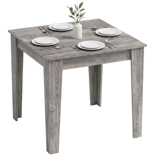 Dining Table for 4, 80L x 80W x 75Hcm, Modern Square Kitchen Table with Wood Effect Tabletop, for Dining Room, Kitchen, Living Room, Grey Wood Effect