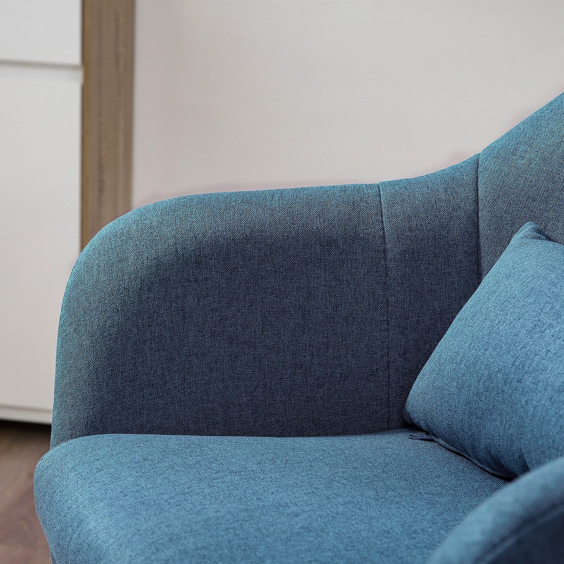 HOMCOM Swivel Linen Fabric Accent Chair for Living Room Contemporary Vanity Armchair with Adjustable Height Thick Cushion Lumbar Support Armrest for Bedroom Office Blue