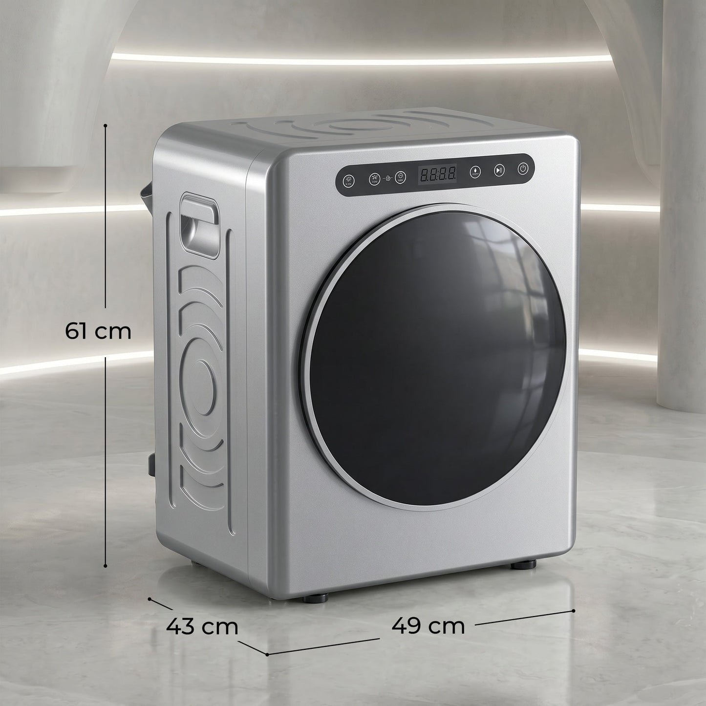 5kg Vented Tumble Dryer, 1000W Compact Freestanding Front Tumble Dryer with Stainless Steel Tub, Timer, 6 Heat Settings, Small Portable Clothes Drying Machine, Silver Tone