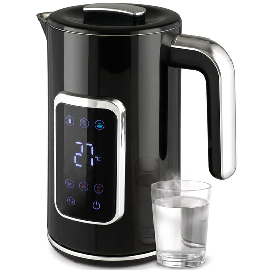 Electric Kettle, 1.7L Fast Boil 3000W Water Kettle with LED Display, Adjustable Temperature, Keep Warm Function, Auto Shut-off Boil-Dry Protection, Double-Wall, Black