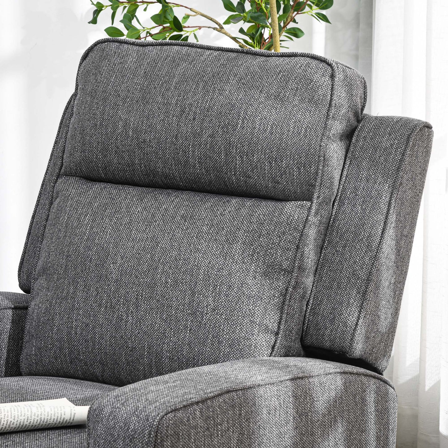HOMCOM Electric Fabric Recliner Armchair, Reclining Chair with Adjustable Leg Rest, USB Port, for Limited Space Home Living Room, Charcoal Grey