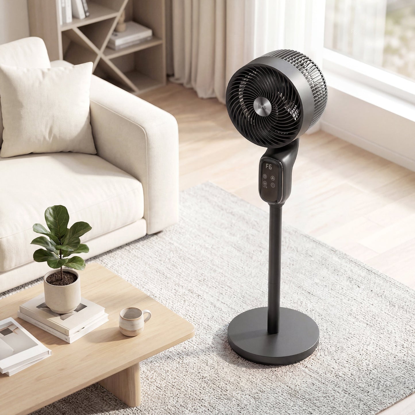 20 dB Silent Standing Fan for Bedroom, 39" Pedestal Fan with Remote, 90° Oscillating, 8 Speeds, Adjustable Height, 12H Timer, Aroma Diffuser, LED Display, Black