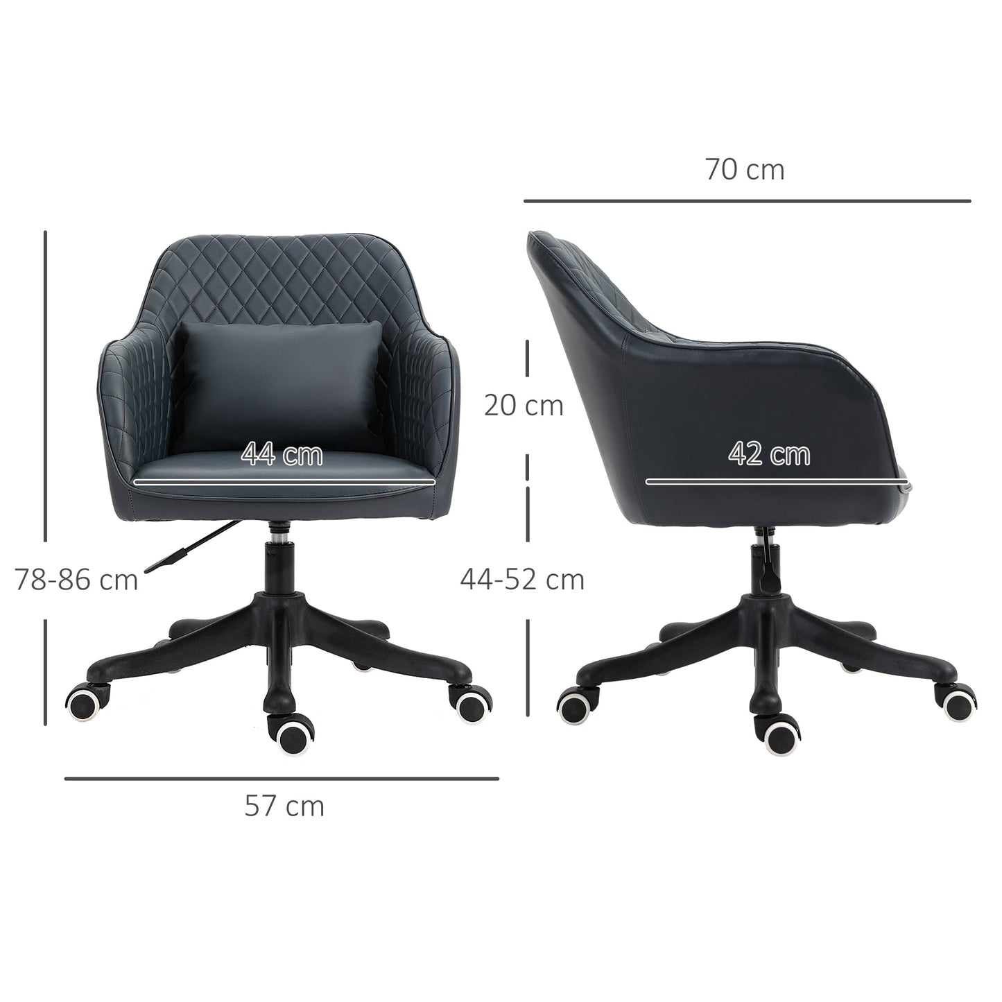 HOMCOM Velvet Office Chair, Desk Chair, Makeup Vanity Chair with Massage Lumbar Pillow and Rolling Wheels for Bedroom and Home, Deep Blue