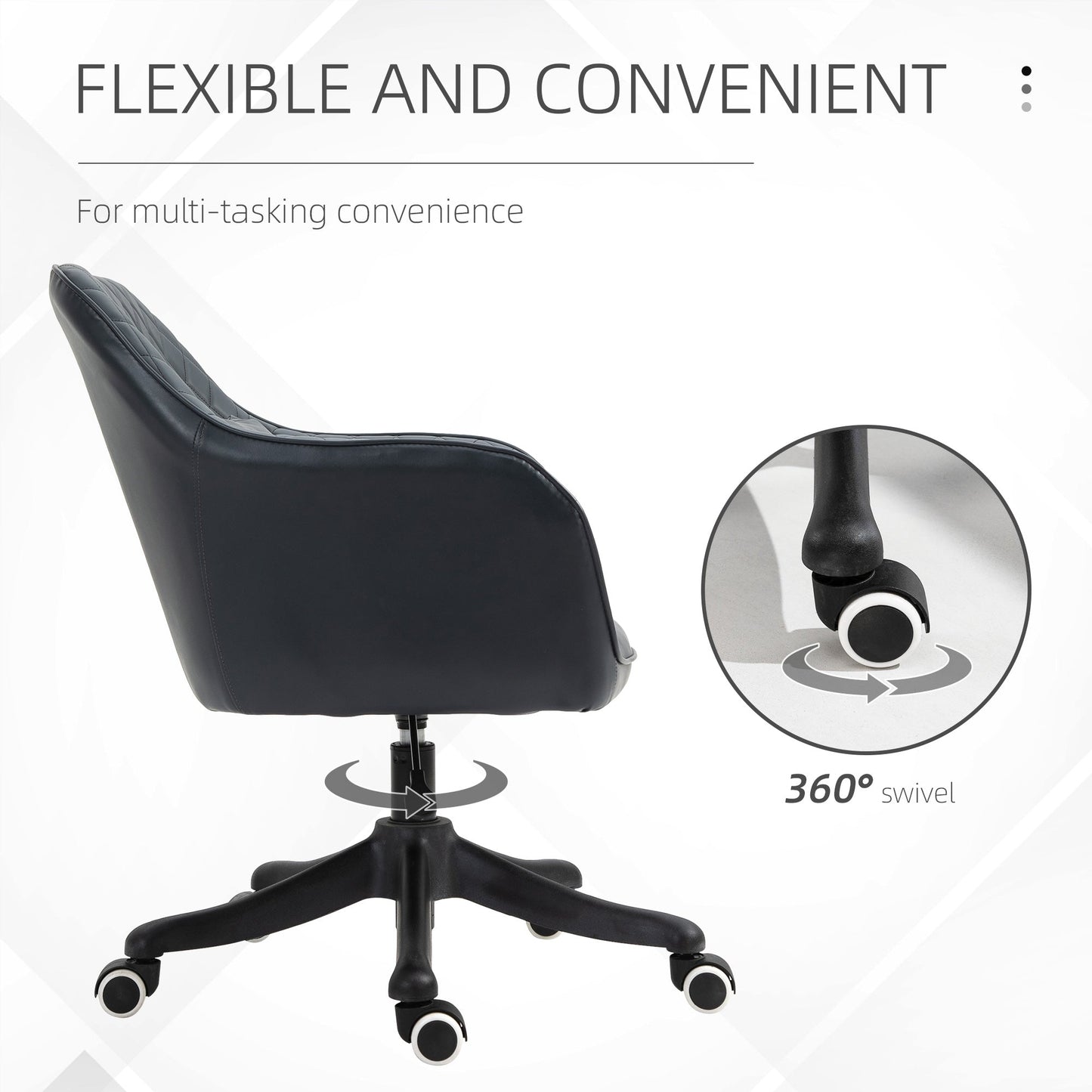 HOMCOM Velvet Office Chair, Desk Chair, Makeup Vanity Chair with Massage Lumbar Pillow and Rolling Wheels for Bedroom and Home, Deep Blue