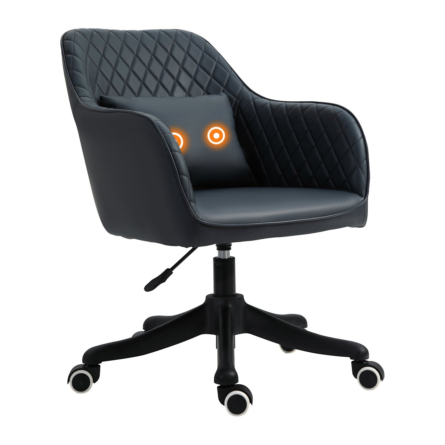 HOMCOM Velvet Office Chair, Desk Chair, Makeup Vanity Chair with Massage Lumbar Pillow and Rolling Wheels for Bedroom and Home, Deep Blue