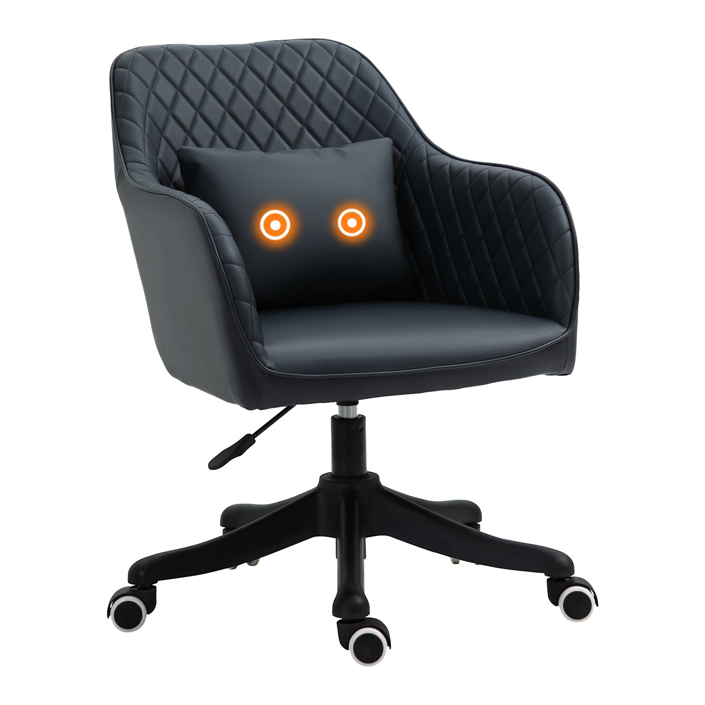 HOMCOM Velvet Office Chair, Desk Chair, Makeup Vanity Chair with Massage Lumbar Pillow and Rolling Wheels for Bedroom and Home, Deep Blue