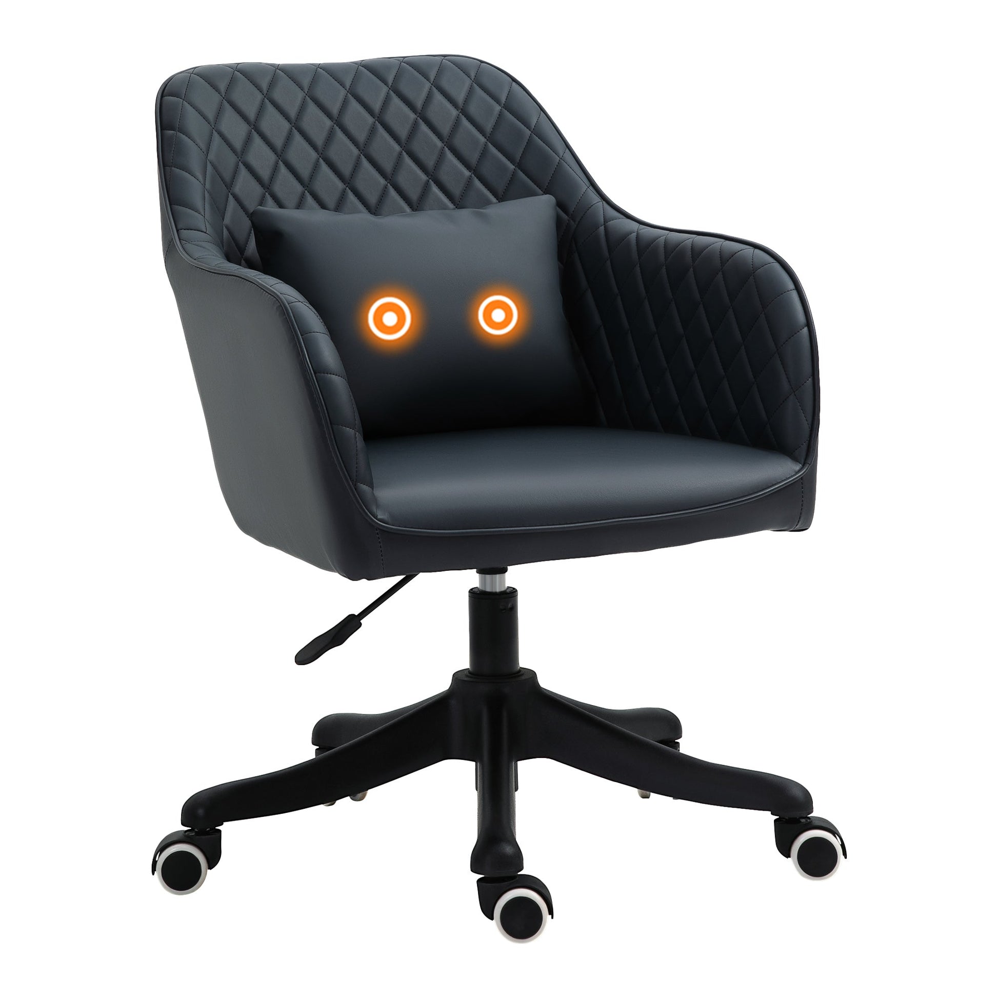 HOMCOM Velvet Office Chair, Desk Chair, Makeup Vanity Chair with Massage Lumbar Pillow and Rolling Wheels for Bedroom and Home, Deep Blue