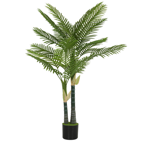 150cm Artificial Palm Tree with 16 PEVA Leaves in Pot, Decorative Artificial Plant with UV-resistant and Moss Effect, Fake Plant for Home Office Decor, Green