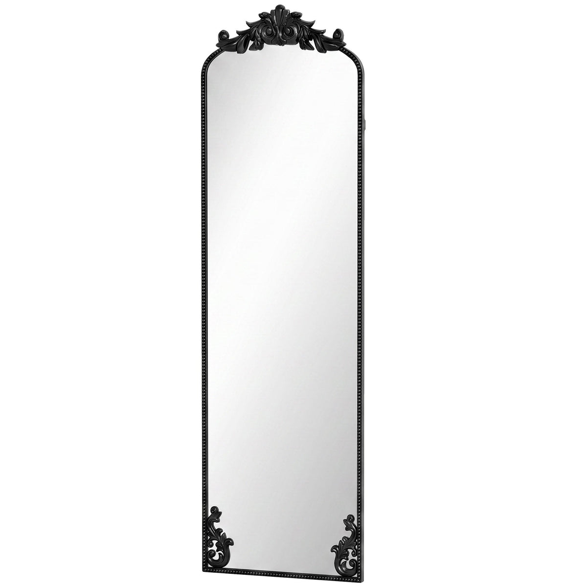Full Length Mirror, 50 x 160 cm Hanging or Leaning Against Wall Floor Mirror with Baroque Metal Frame for Bedroom, Living Room, Dressing Room, Black