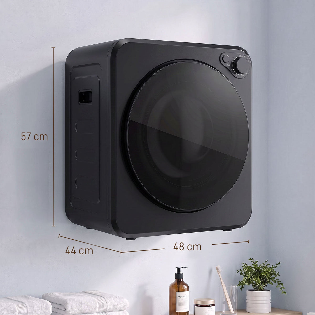 Portable Clothes Dryer, 4kg Wet Laundry/2.5kg Dry Capacity Front Load Laundry Dryer with 2 Power Modes, 400W/800W, 240V Compact Drying Machine for Apartments, RVs, Home, Black