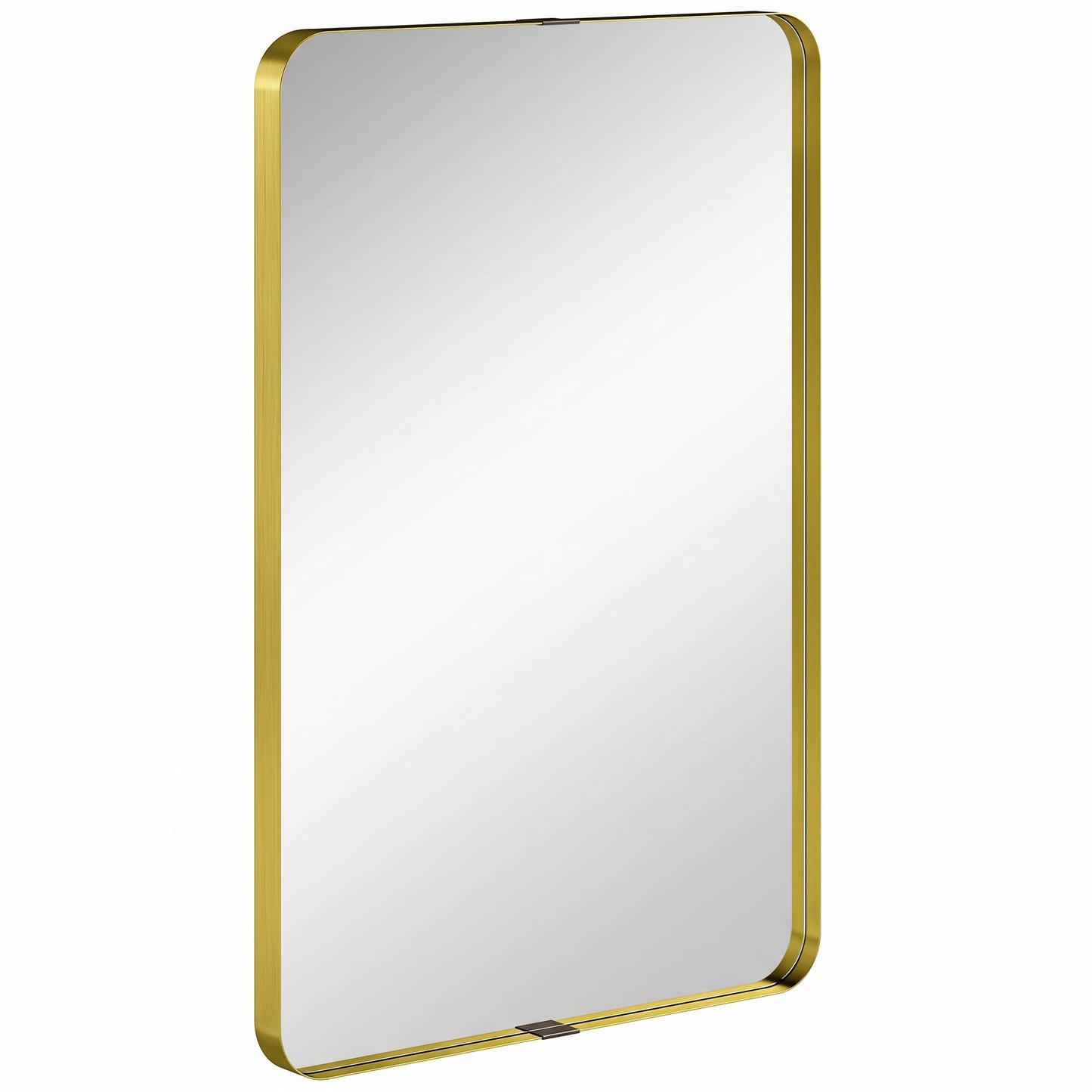 Rectangular Wall Mirror, 90 x 60 cm Wall Mounted Bathroom Mirror with Aluminium Alloy Frame and Tempered Glass for Hallway, Living Room, Bedroom, Gold Tone