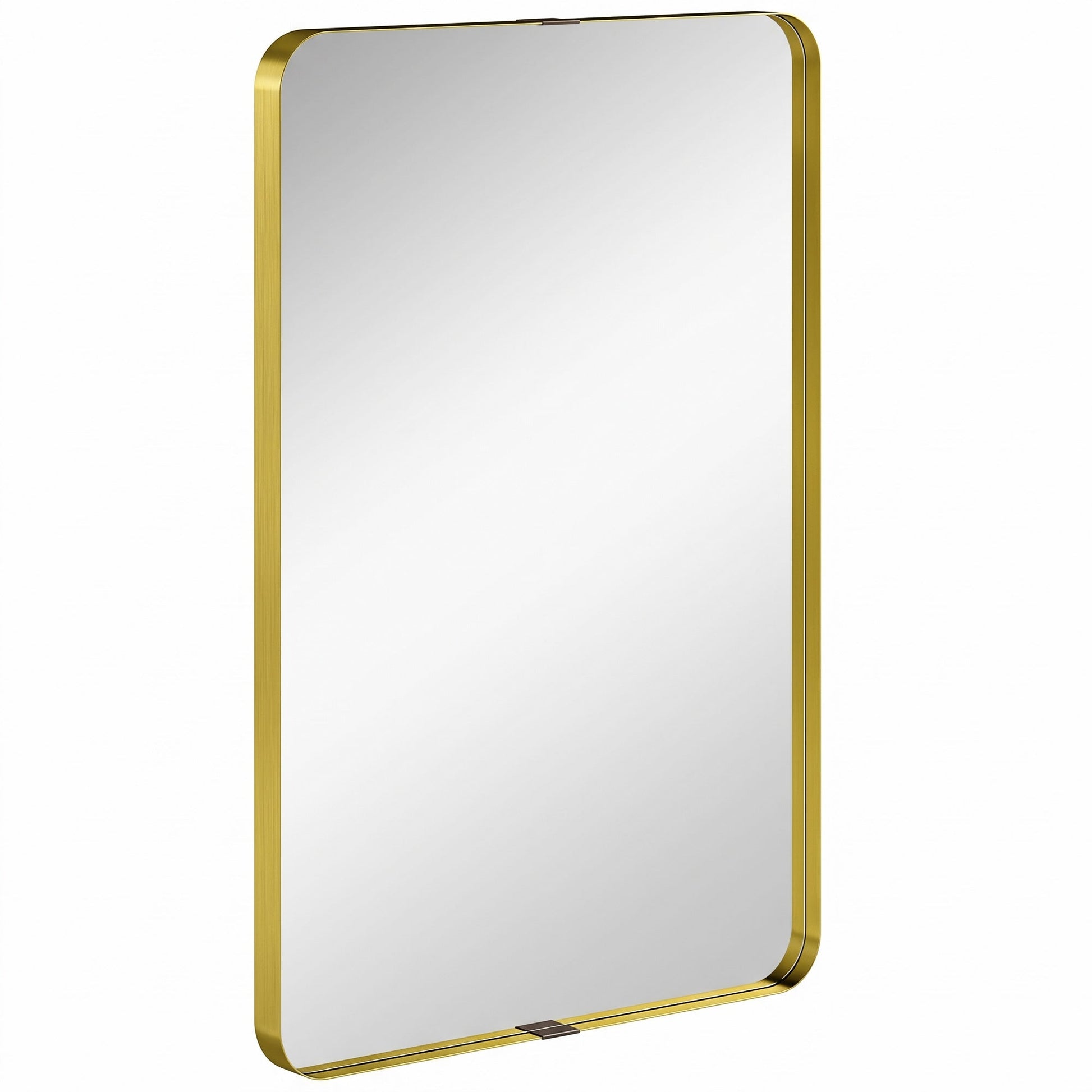 Rectangular Wall Mirror, 90 x 60 cm Wall Mounted Bathroom Mirror with Aluminium Alloy Frame and Tempered Glass for Hallway, Living Room, Bedroom, Gold Tone