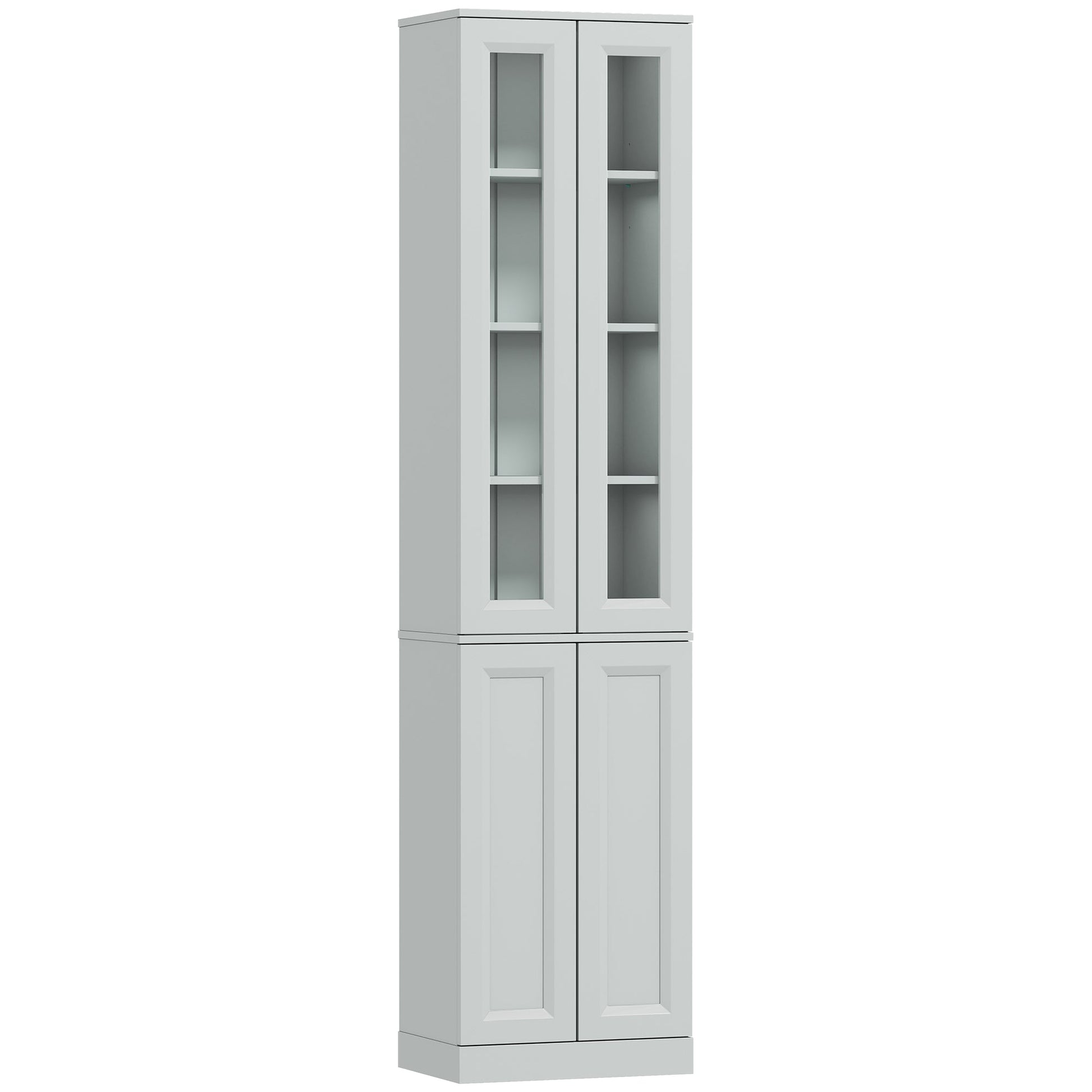 Tall Bathroom Storage Cabinet, 6-Tier Slim Freestanding Bathroom Cabinet with Adjustable Shelf, 4 Soft-Close Doors, Storage Unit for Small Space, 38 x 26 x 160 cm, Dusty Blue