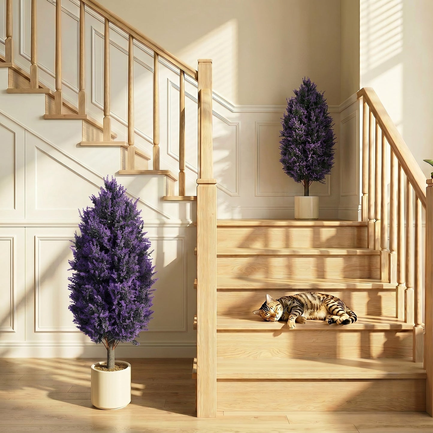 Set of 2 90 cm Artificial Lavender Flowers with Stakes and 642 Blossoms, Greenery Shrub, Indoor Outdoor Fake Plants for Home Office, Living Room, Garden, Patio Decor