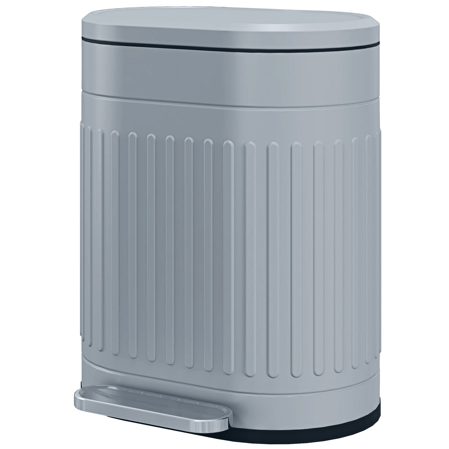 HOMCOM 20 Litre Pedal Bin, Fingerprint Proof Kitchen Bin with Soft-close Lid, Metal Rubbish Bin with Foot Pedal and Removable Inner Bucket, Grey