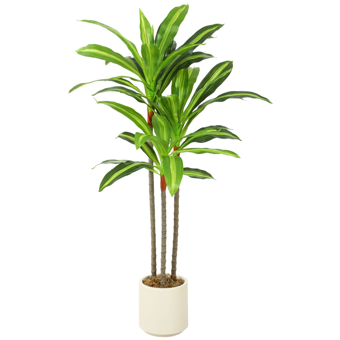 90cm Artificial Dracaena Tree, Decorative Artificial Plants with Bendable Trunks and White Planter for Living Room Bedroom Home Office Decor, Green