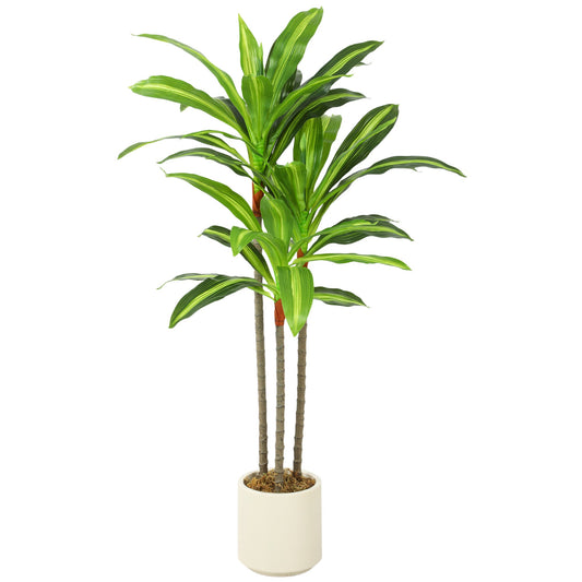 90cm Artificial Dracaena Tree, Decorative Artificial Plants with Bendable Trunks and White Planter for Living Room Bedroom Home Office Decor, Green
