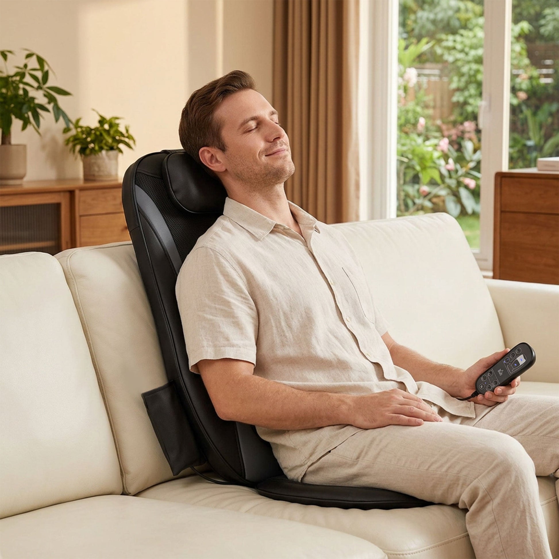 Back Massager with Heat, Deep Tissue Kneading Massage Chair with 3-Level Seat Vibration, Massage Chair Pad for Back Pain, Home Office Use, Gifts for Men and Women