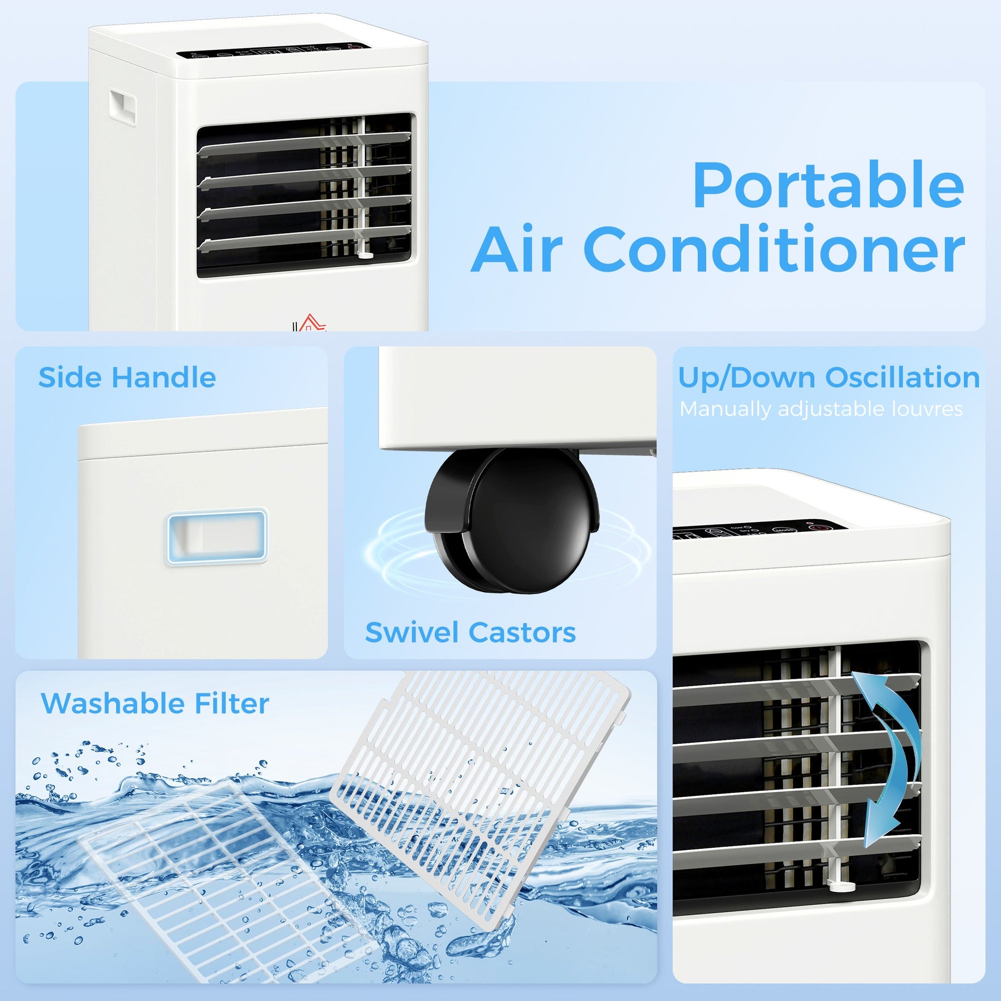 Portable Air Conditioner 9000 BTU, 4-in-1 Cooling, Dehumidifier, Fan, Sleep Mode, Air Conditioning Unit with Digital Display & Remote Control, 24H Timer, Window Venting Kit, for Room up to 28㎡