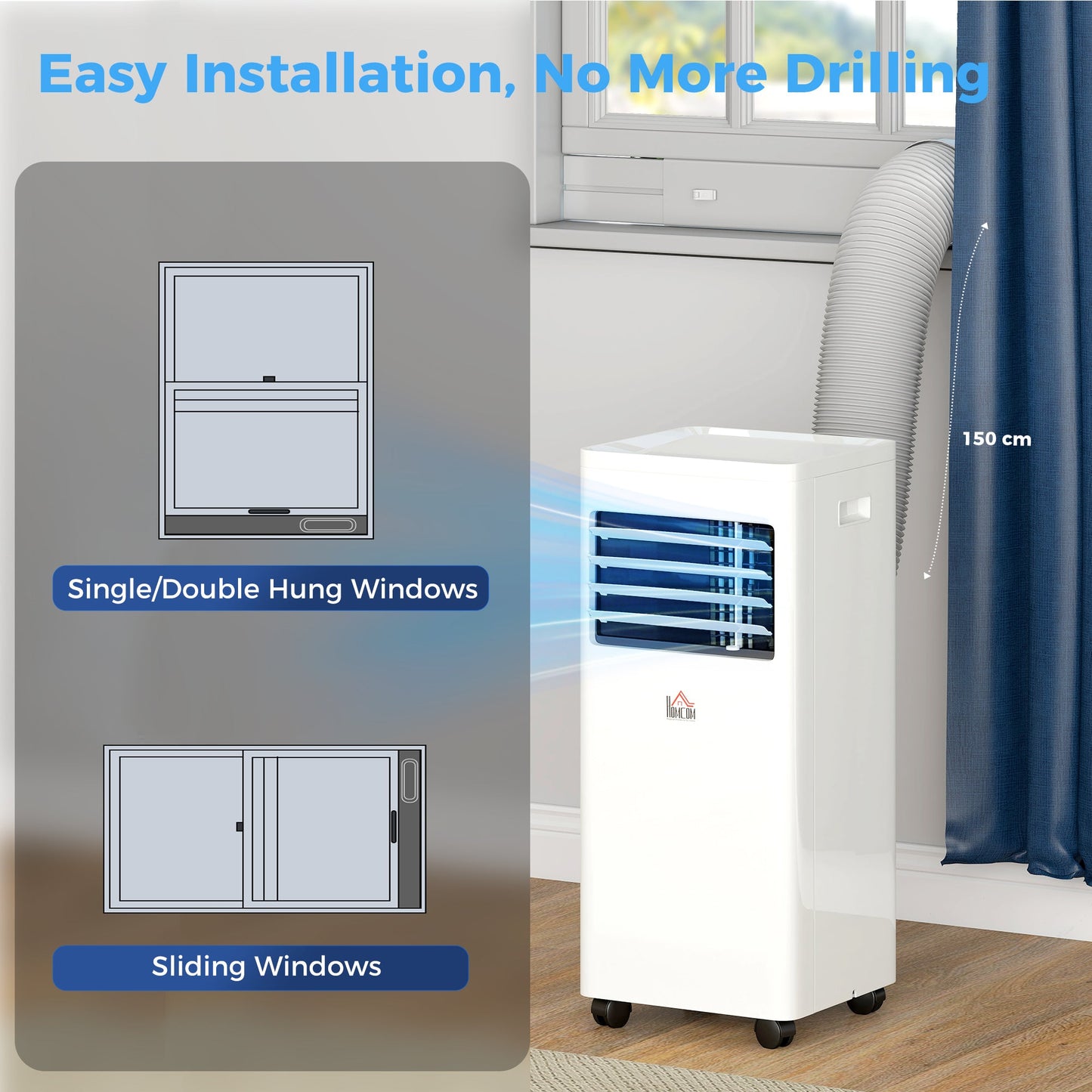 Portable Air Conditioner 9000 BTU, 4-in-1 Cooling, Dehumidifier, Fan, Sleep Mode, Air Conditioning Unit with Digital Display & Remote Control, 24H Timer, Window Venting Kit, for Room up to 28㎡