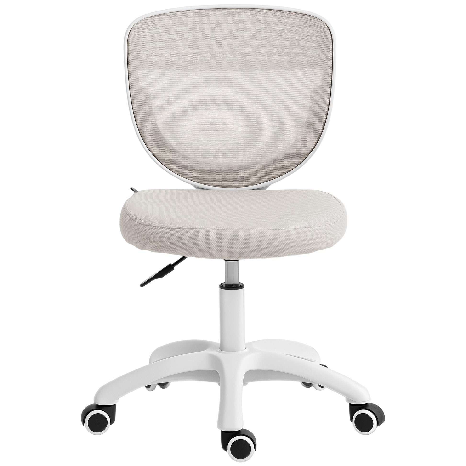 Ergonomic Office Chair, Armless Computer Desk Chair with Breathable Mesh Back, Padded Seat and Swivel Wheels, Adjustable Height for Home Office Study Bedroom, Grey