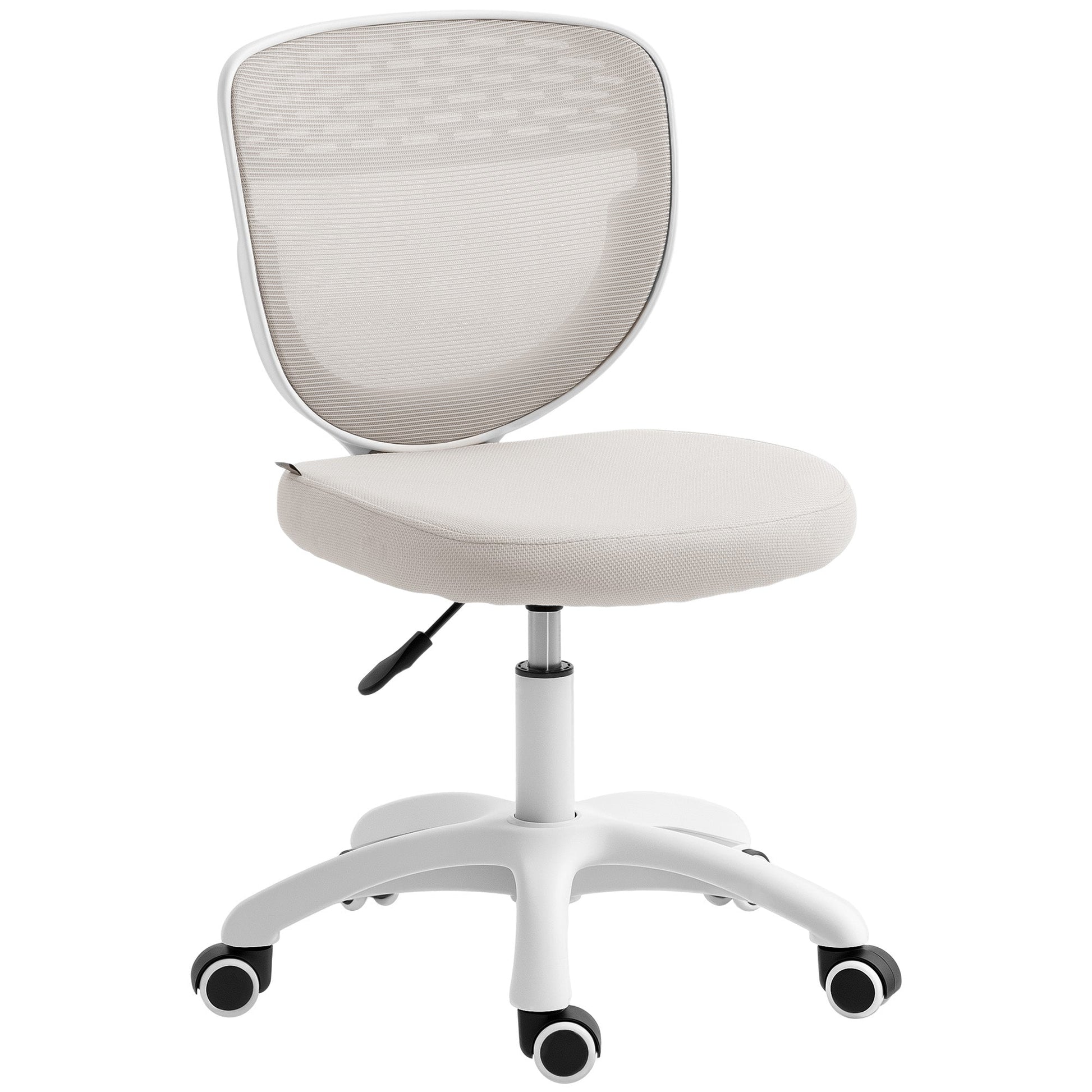 Ergonomic Office Chair, Armless Computer Desk Chair with Breathable Mesh Back, Padded Seat and Swivel Wheels, Adjustable Height for Home Office Study Bedroom, Grey