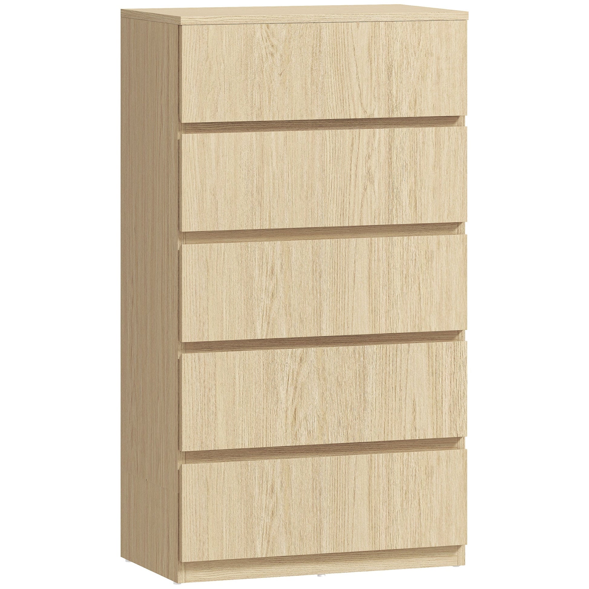 Chest of Drawers, 5 Drawers Storage Cabinet Floor Tower Cupboard for Bedroom Living Room, Natural Wood