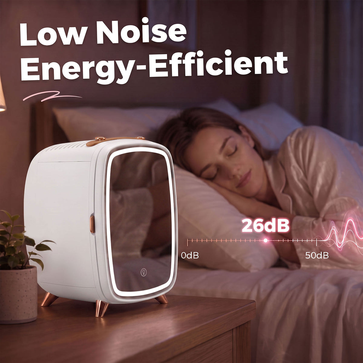 6L Mini Cosmetic Fridge with LED Mirror, Cooling Function, Skincare Refrigerator for Bedroom, Skincare, Office, White