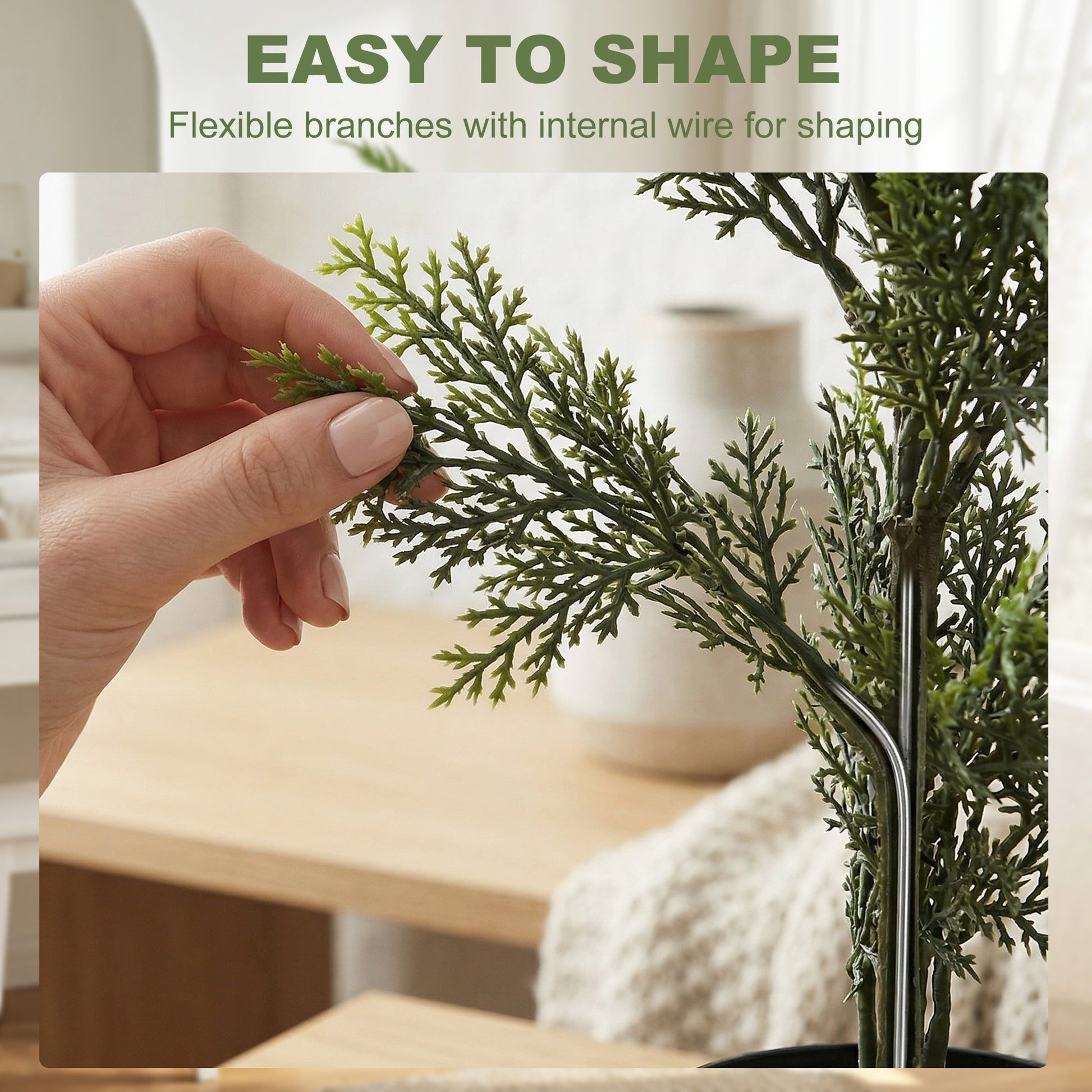 Set of 2 Decorative Artificial Plants Cypress in Weighted Pot, 150 cm Tall Fake Plant with 2035 Leaves for Home Indoor Outdoor Decor