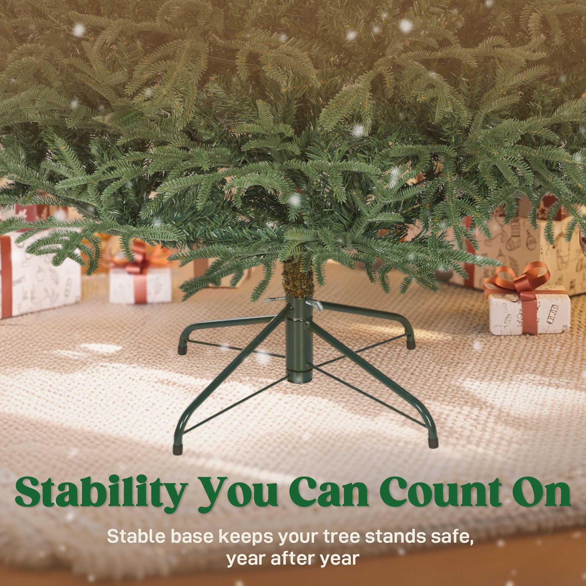 7 ft Artificial Christmas Tree with 2942 Realistic Dense Branches, Full Spruce, Hinged Xmas Tree with Metal Stand, Easy Assembly, Green