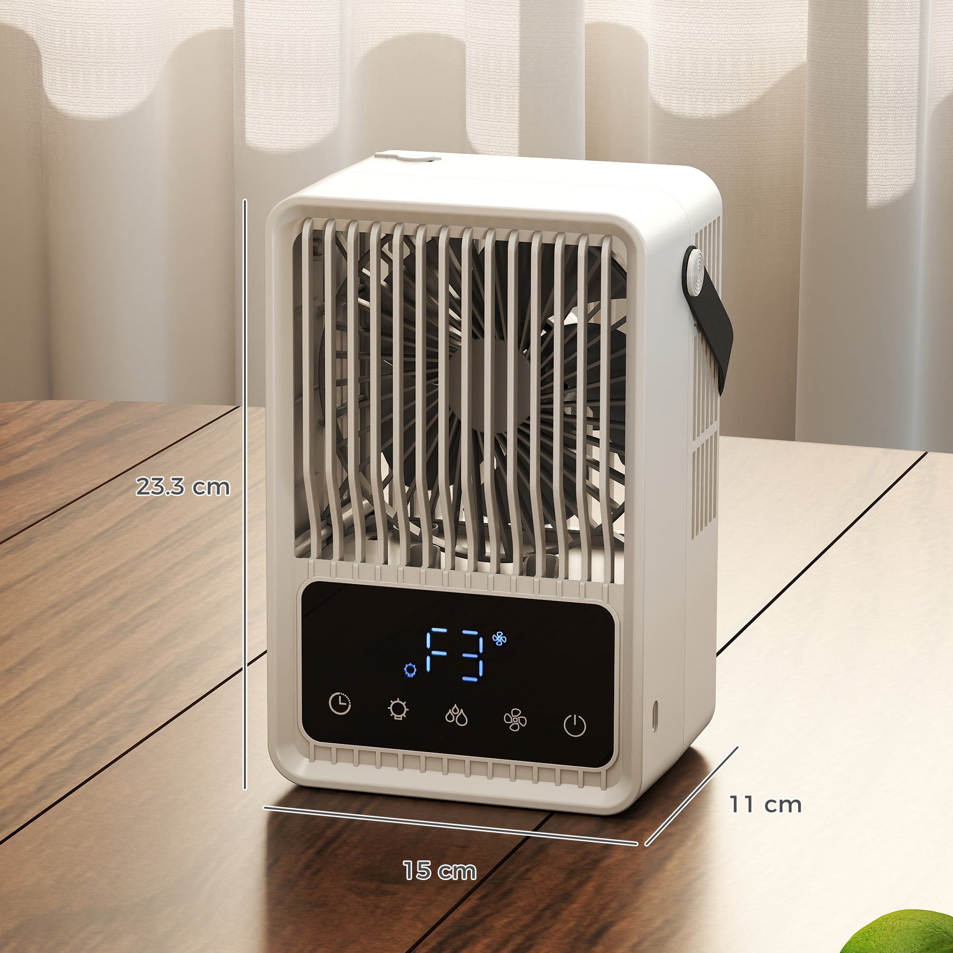 23.2 cm Desk Fan with Humidifier, 3-Speed Table Fan with 550ml Water Tank, Small Fan with RGB Light for Bedroom, Home Office, Black