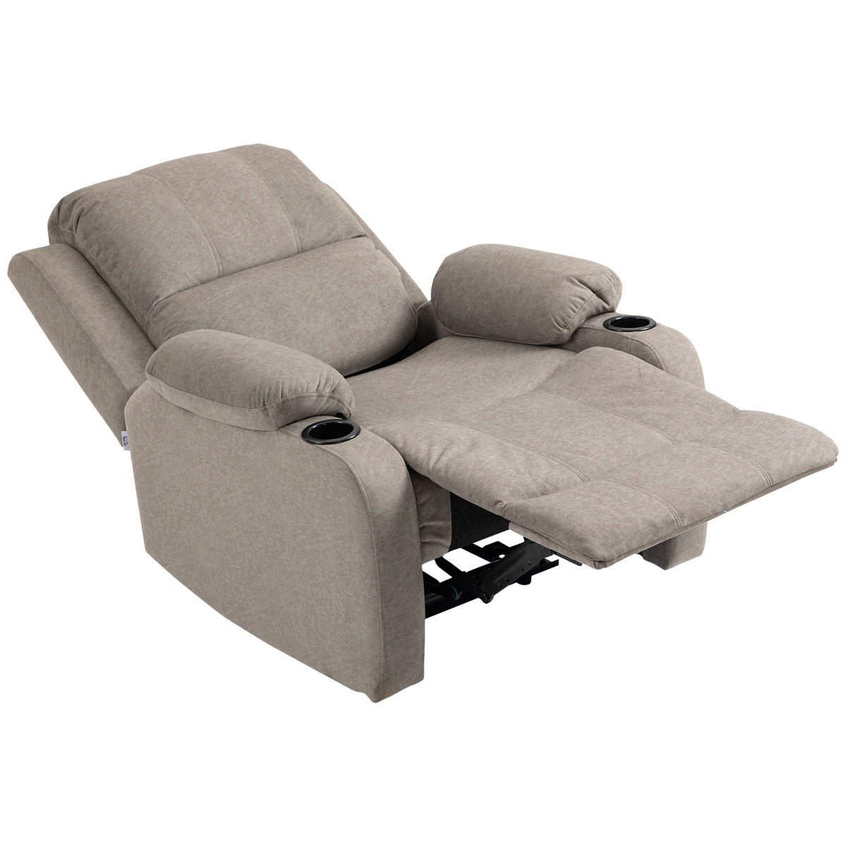 HOMCOM Recliner Chair, Microfibre Reclining Chair with Adjustable Leg Rest, Cup Holders, Recliner Armchair for Home Living Room, Brown
