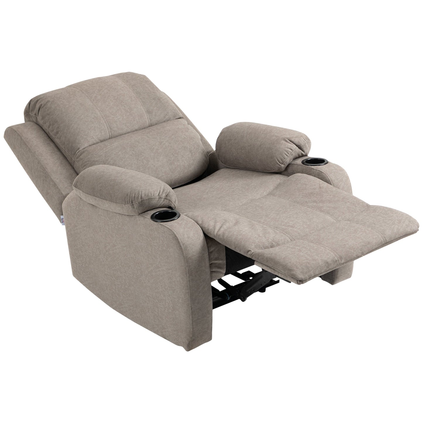 HOMCOM Recliner Chair, Microfibre Reclining Chair with Adjustable Leg Rest, Cup Holders, Recliner Armchair for Home Living Room, Brown