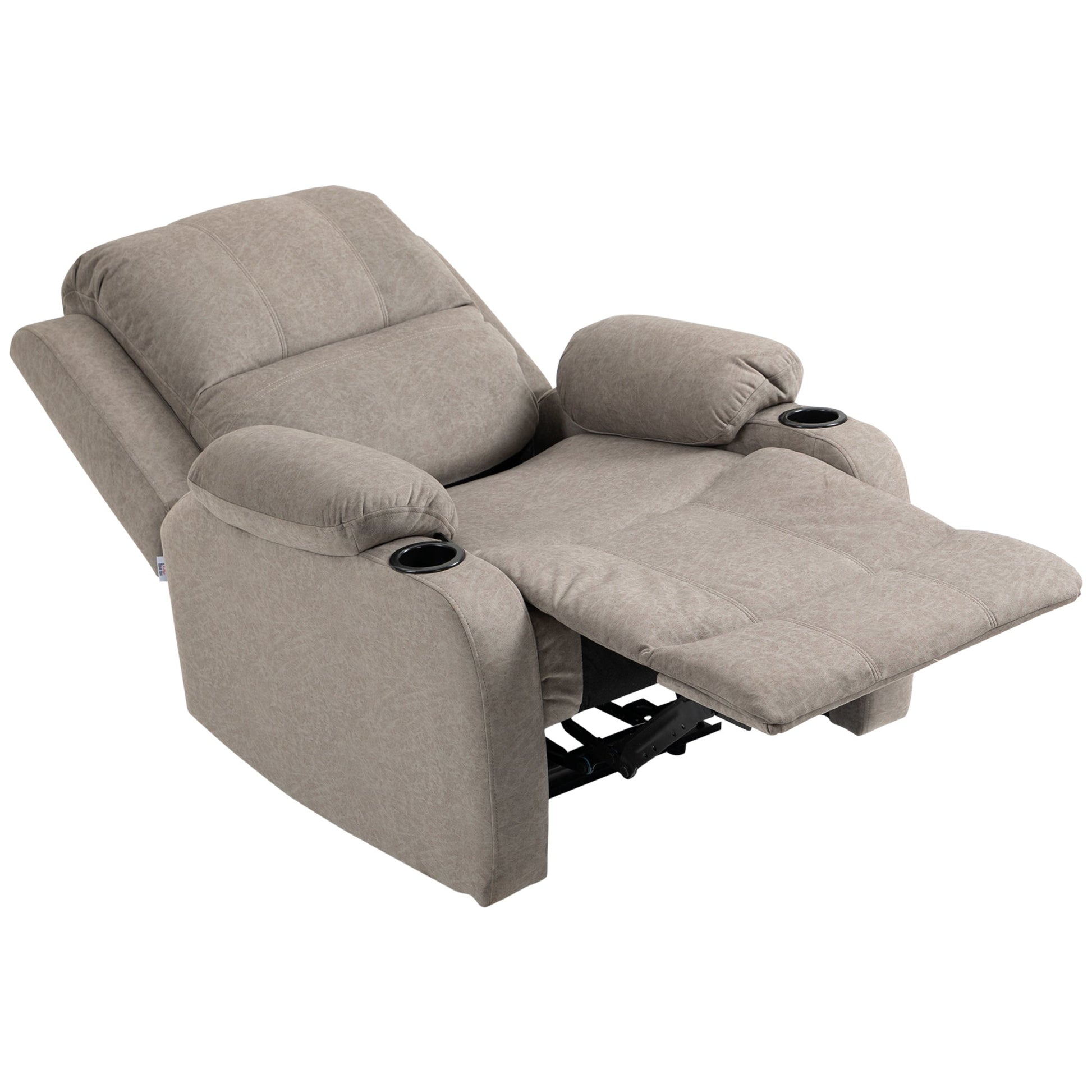 HOMCOM Recliner Chair, Microfibre Reclining Chair with Adjustable Leg Rest, Cup Holders, Recliner Armchair for Home Living Room, Brown