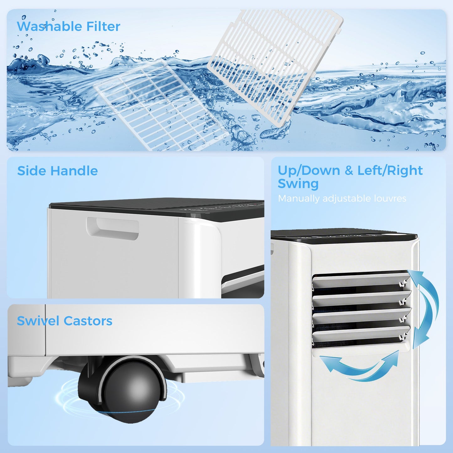 Portable Air Conditioner 7000 BTU, 4-in-1 Air Conditioning Unit with Cool, Dehumidifier, Fan, Sleep Mode, WiFi Voice Remote Control, 24H Timer, 2 Speeds, Window Kit, for Room up to 26 m²
