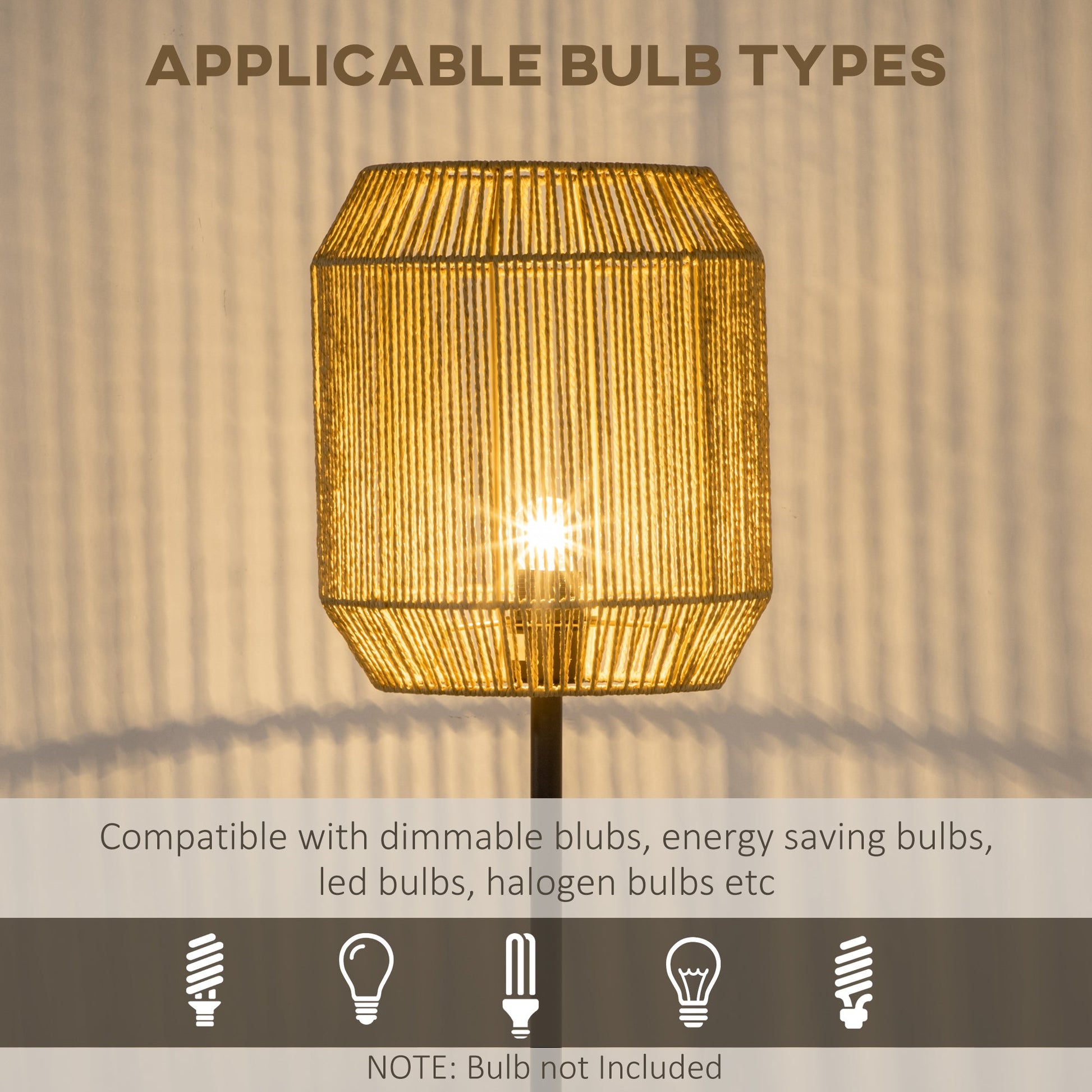 HOMCOM Farmhouse Wicker Floor Lamp, Standing Lamp with Hand Woven Rattan Lampshade, Lamps for Living Room, Bedroom, Bulb not Included, Natural