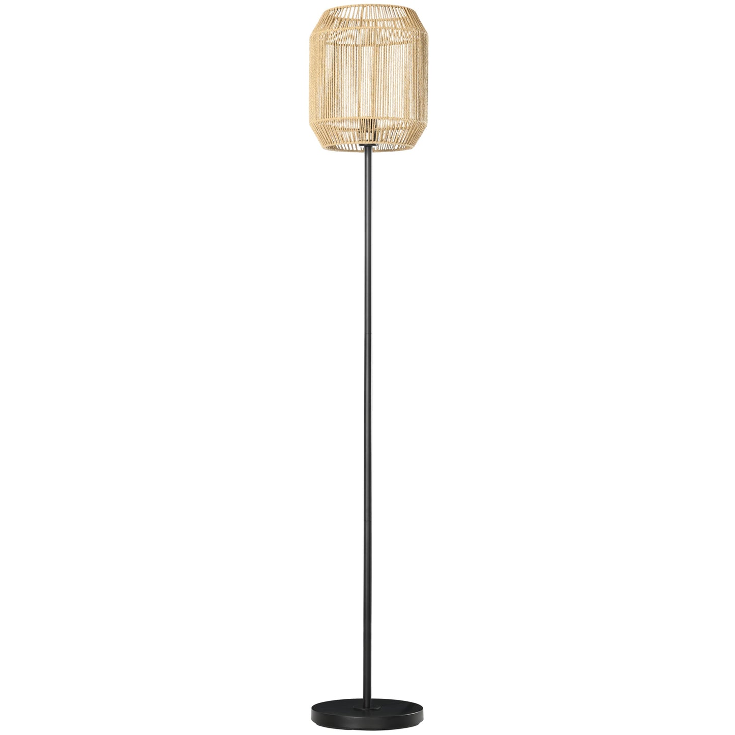 HOMCOM Farmhouse Wicker Floor Lamp, Standing Lamp with Hand Woven Rattan Lampshade, Lamps for Living Room, Bedroom, Bulb not Included, Natural