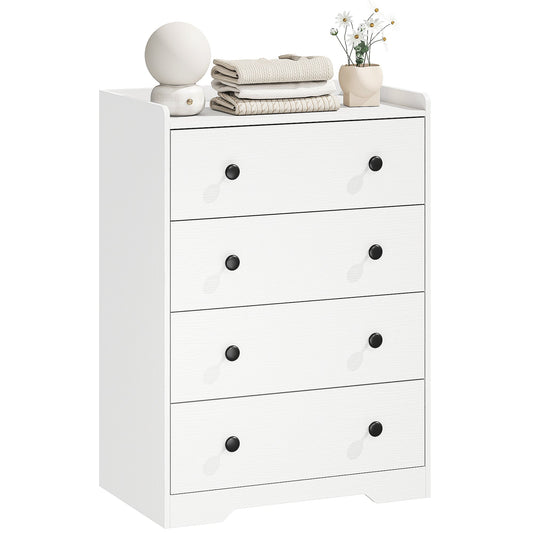 4 Drawer Chest of Drawers, Modern Dresser for Bedroom, Storage Cabinet for Living Room Entryway, White Wood Effect
