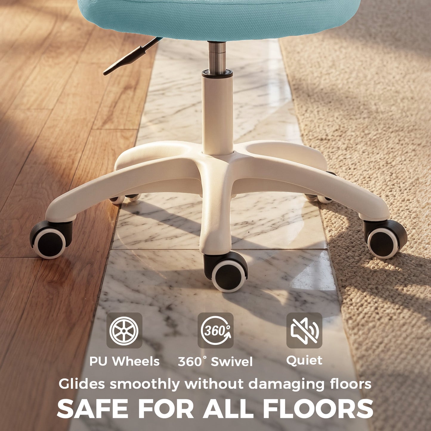 Ergonomic Office Chair, Armless Computer Desk Chair with Breathable Mesh Back, Padded Seat and Swivel Wheels, Adjustable Height for Home Office Study Bedroom, Light Blue