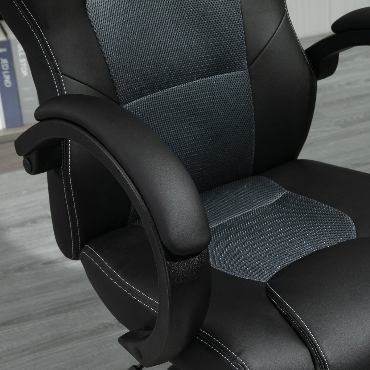 Vinsetto High-Back Gaming Chair Faux Leather Swivel Computer Racing Gamer Desk Chair for Home Office with Wheels, Gray