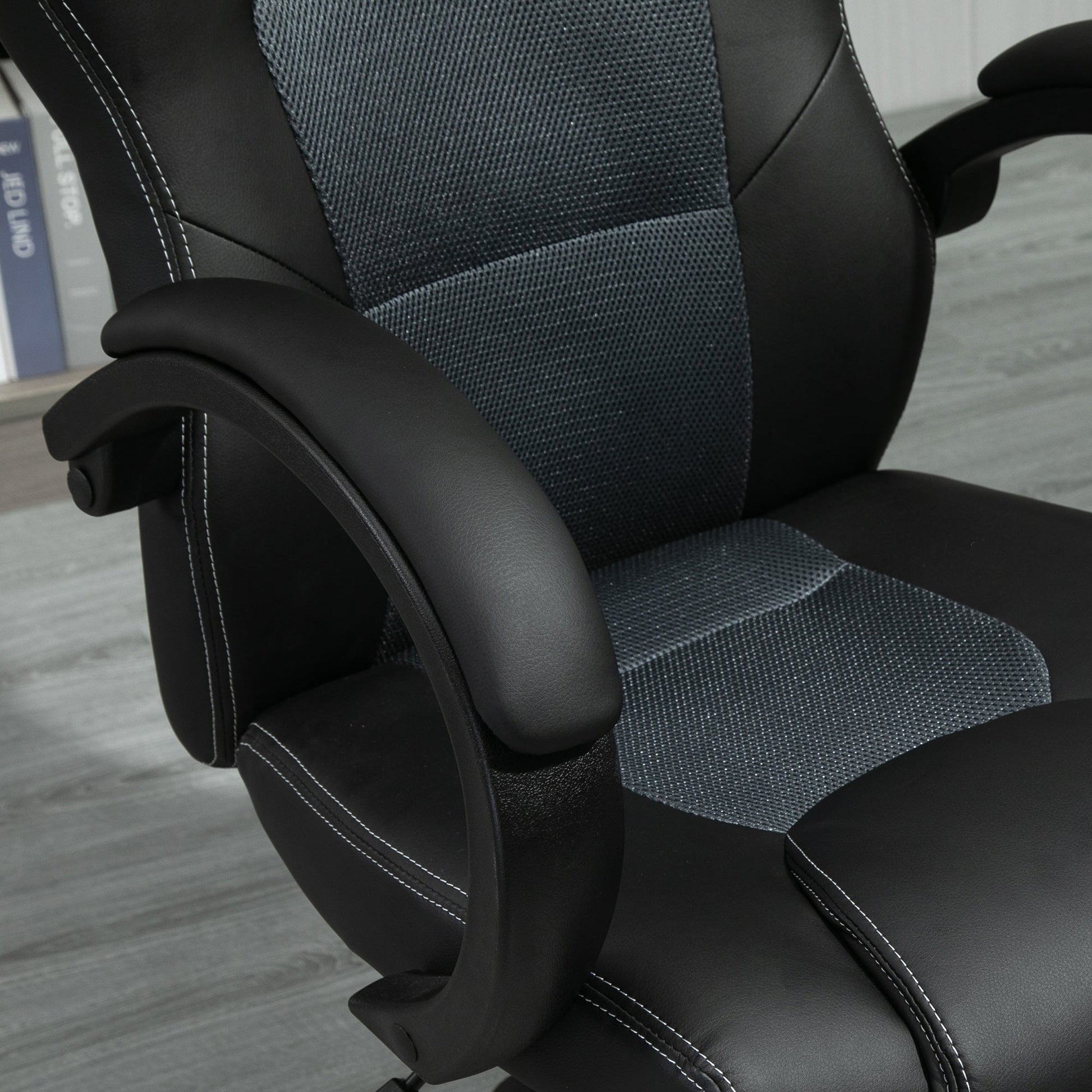 Vinsetto High-Back Gaming Chair Faux Leather Swivel Computer Racing Gamer Desk Chair for Home Office with Wheels, Gray