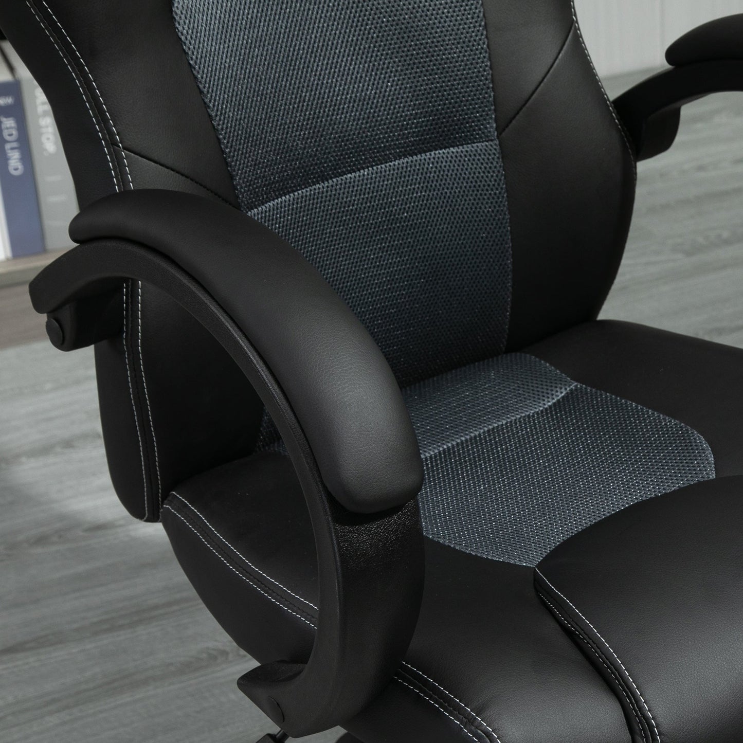 Vinsetto High-Back Gaming Chair Faux Leather Swivel Computer Racing Gamer Desk Chair for Home Office with Wheels, Gray
