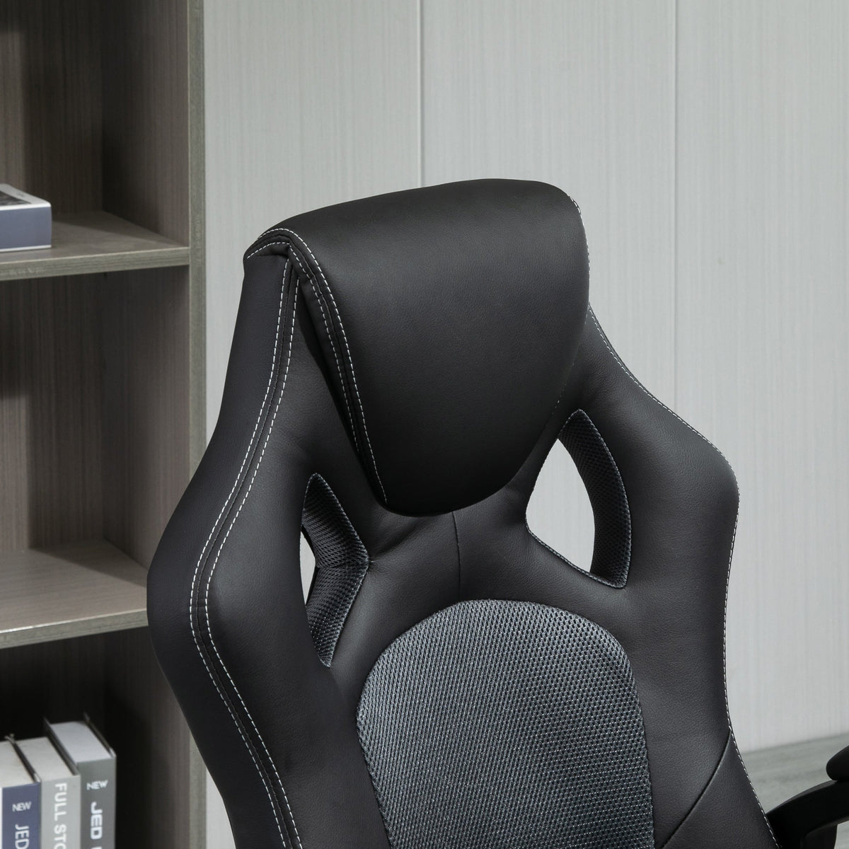 Vinsetto High-Back Gaming Chair Faux Leather Swivel Computer Racing Gamer Desk Chair for Home Office with Wheels, Gray