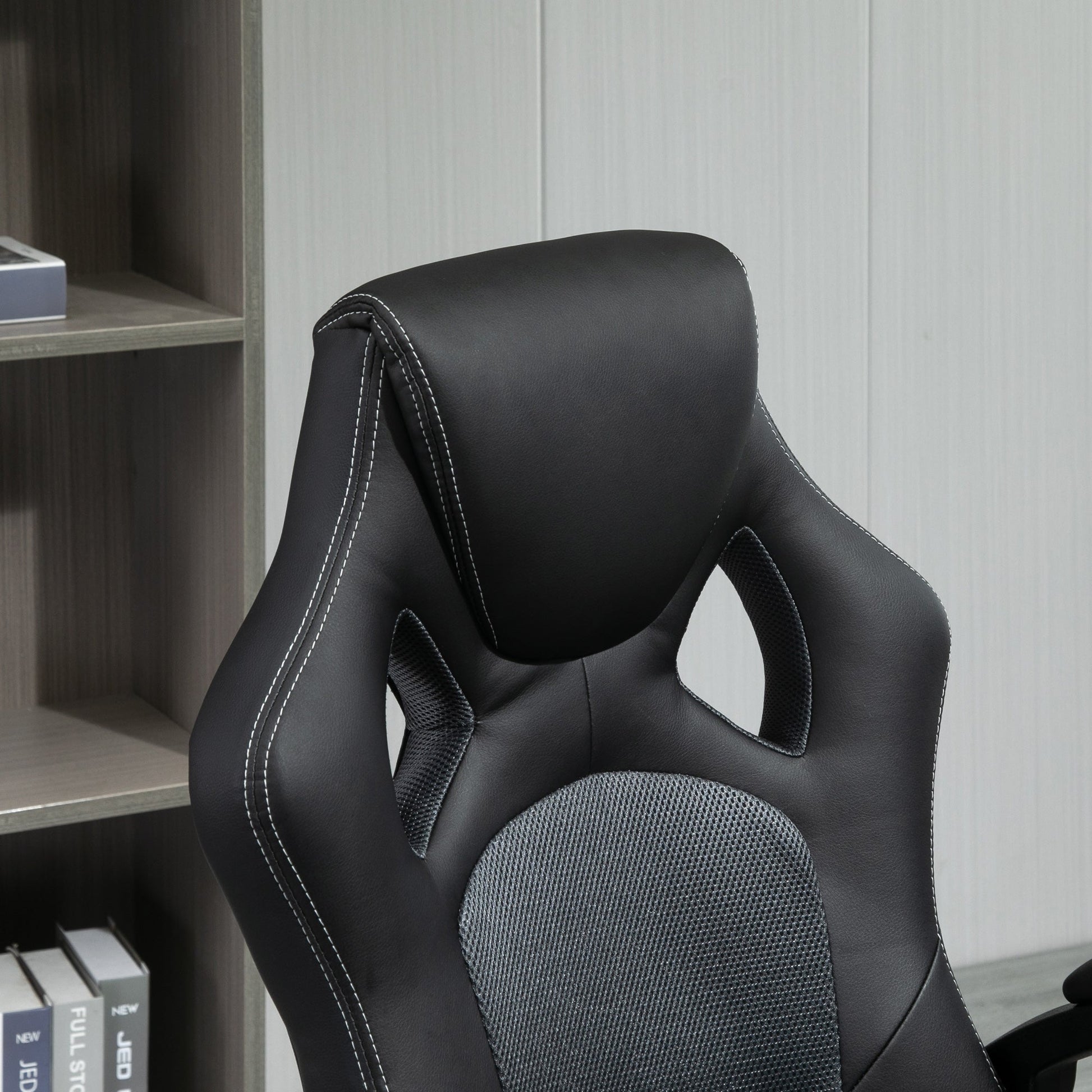 Vinsetto High-Back Gaming Chair Faux Leather Swivel Computer Racing Gamer Desk Chair for Home Office with Wheels, Gray
