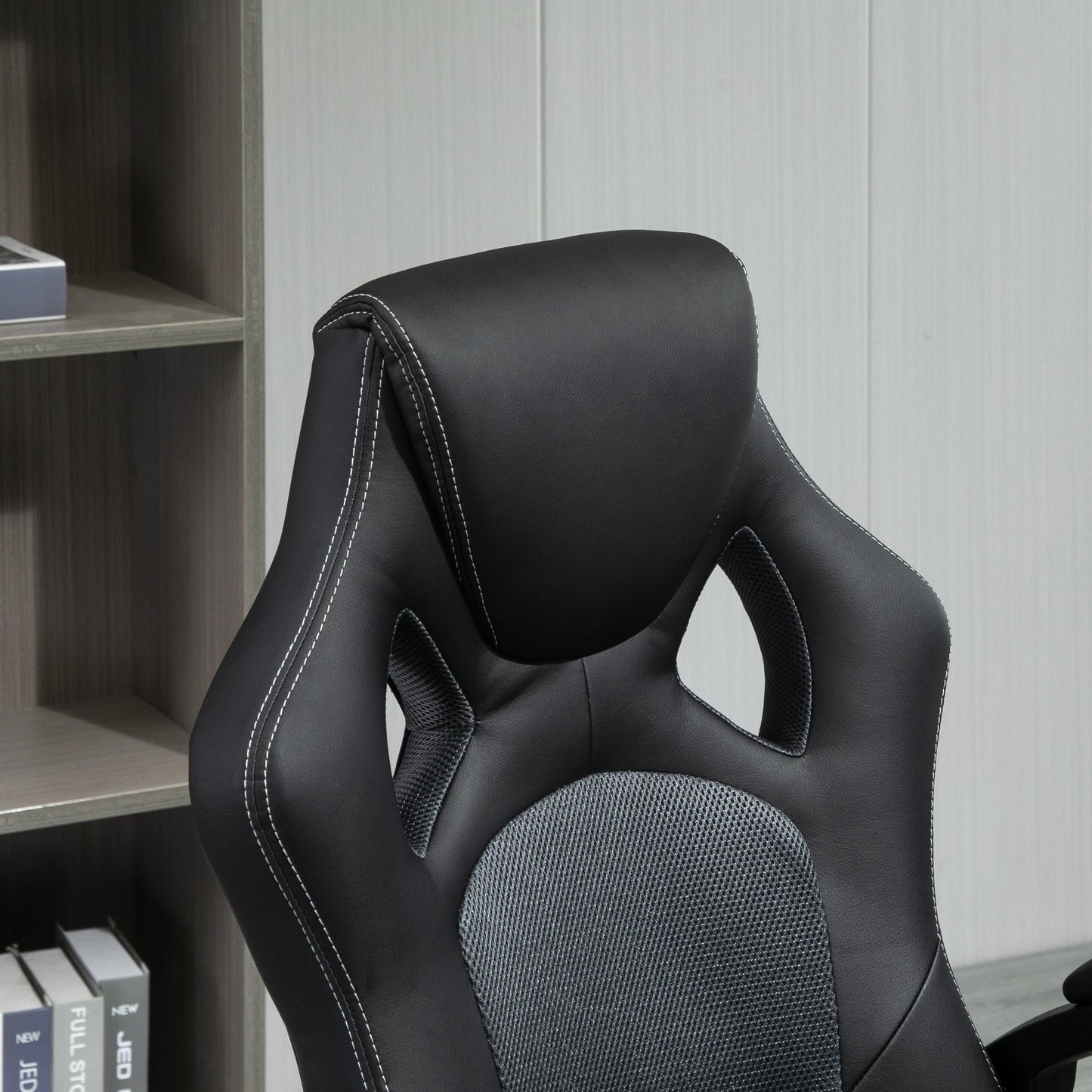Vinsetto High-Back Gaming Chair Faux Leather Swivel Computer Racing Gamer Desk Chair for Home Office with Wheels, Gray