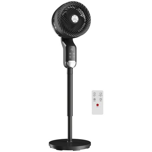 20 dB Silent Standing Fan for Bedroom, 41" Pedestal Fan with Remote, 85° Oscillating, 8 Speeds, Adjustable Height, 12H Timer, Aroma Diffuser, LED Display, Black