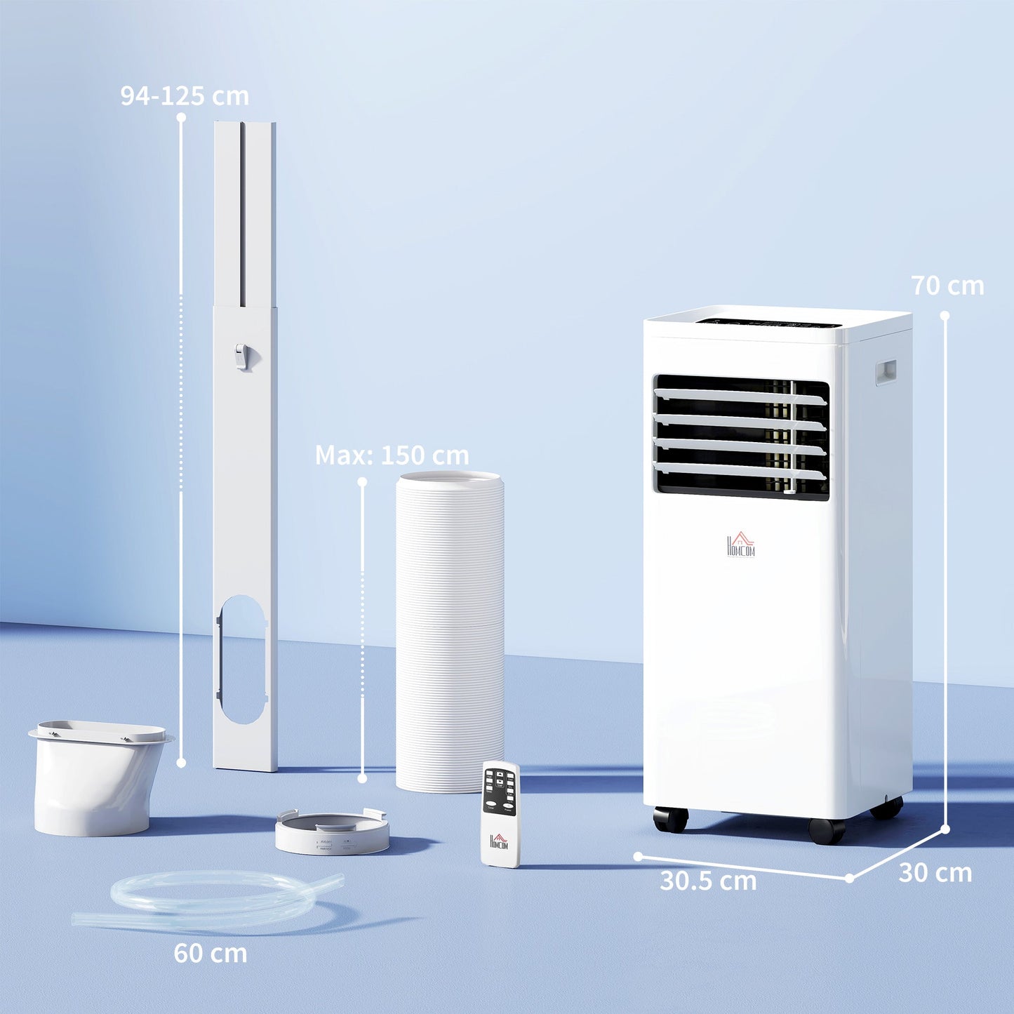 Portable Air Conditioner 9000 BTU, 4-in-1 Cooling, Dehumidifier, Fan, Sleep Mode, Air Conditioning Unit with Digital Display & Remote Control, 24H Timer, Window Venting Kit, for Room up to 28㎡