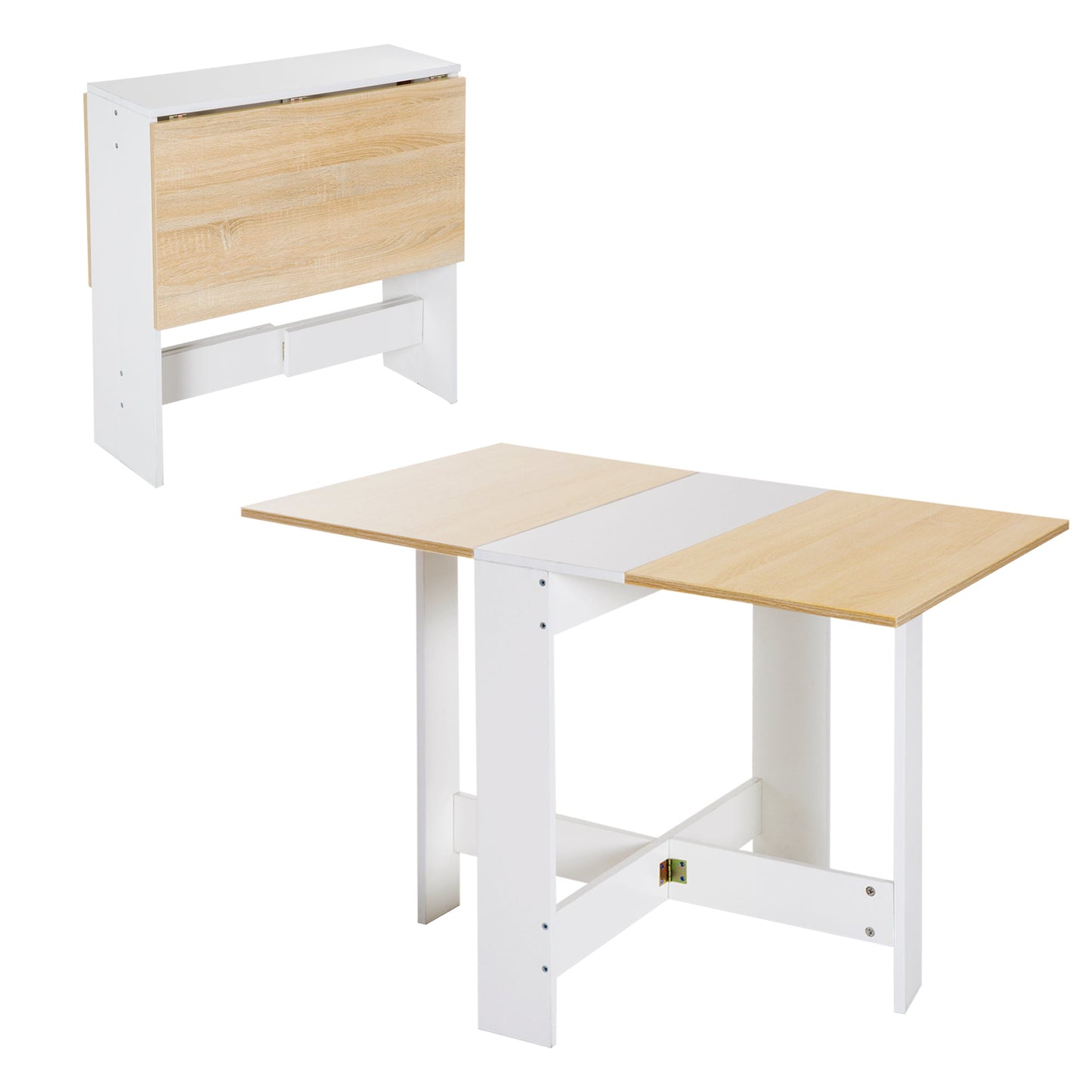 Wooden Folding Dining Table Writing Computer Desk PC Workstation Space Saving Home Office Oak & White