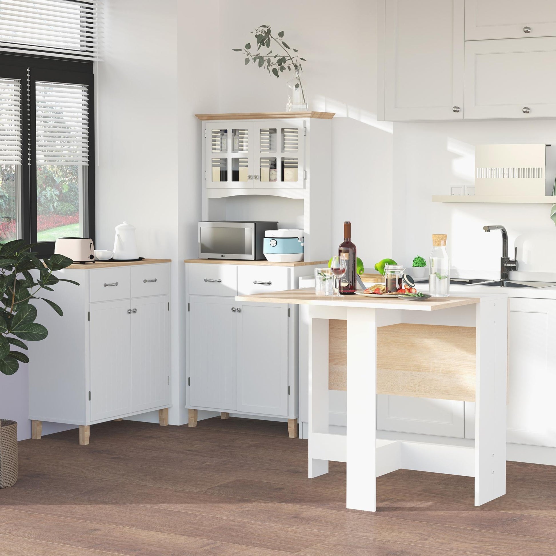 Wooden Folding Dining Table Writing Computer Desk PC Workstation Space Saving Home Office Oak & White
