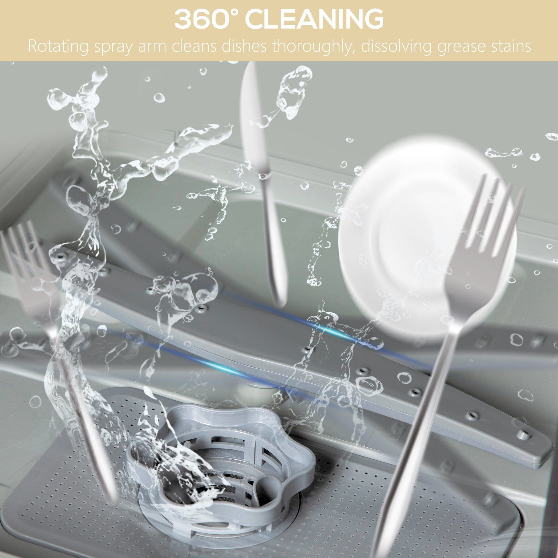 HOMCOM Tabletop Dishwasher, Mini Countertop Dishwasher with 4 Place Settings, 6 Programs, 6L Water Tank, Touch Control, LED Display, Delay Start, Dual Water Supply and Fruit Wash Mode, White